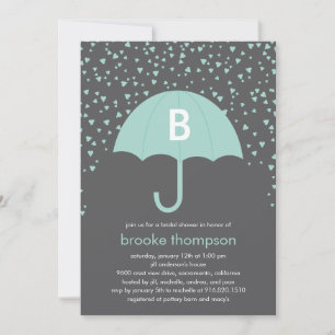 Raining Love Bridal Shower Invitation (Blue)