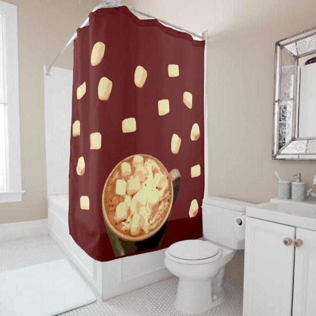 Raining Marshmallows and Hot Chocolate Shower Curtain (In Situ)