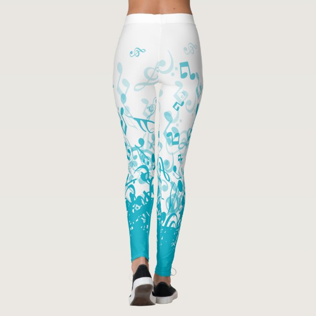 Raining Music Notes Aqua Leggings (Back)