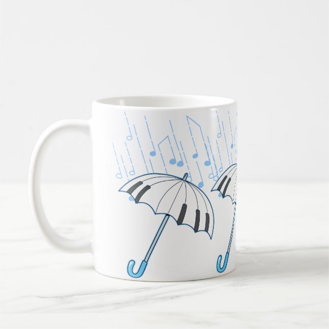 Raining Notes Piano Player Gift Shirt Keyboard Mus Coffee Mug (Left)