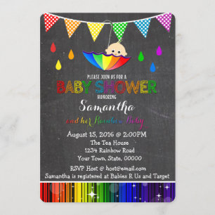 Raining Rainbow Baby Shower Invitation