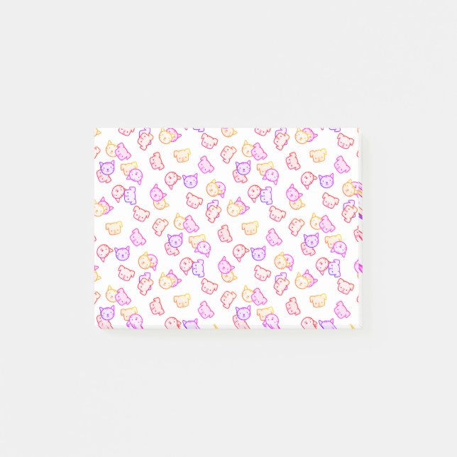 Raining Rainbow Cats and Dogs Post-it Notes (Front)