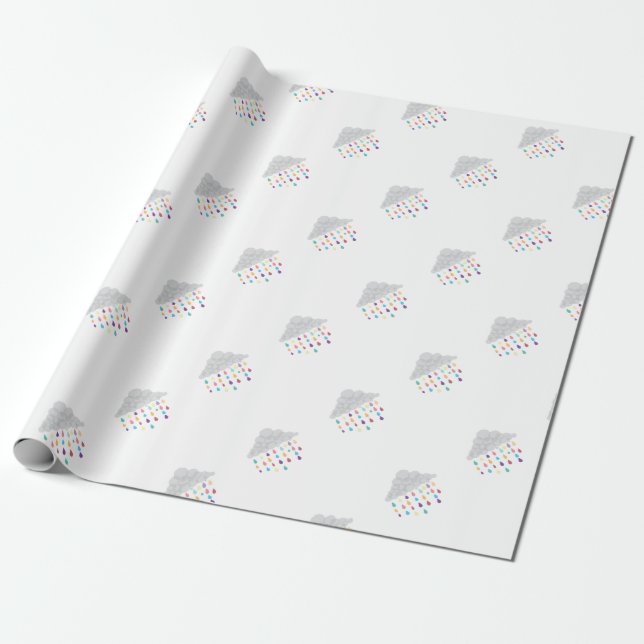 Raining Rainbows Wrapping Paper (Unrolled)