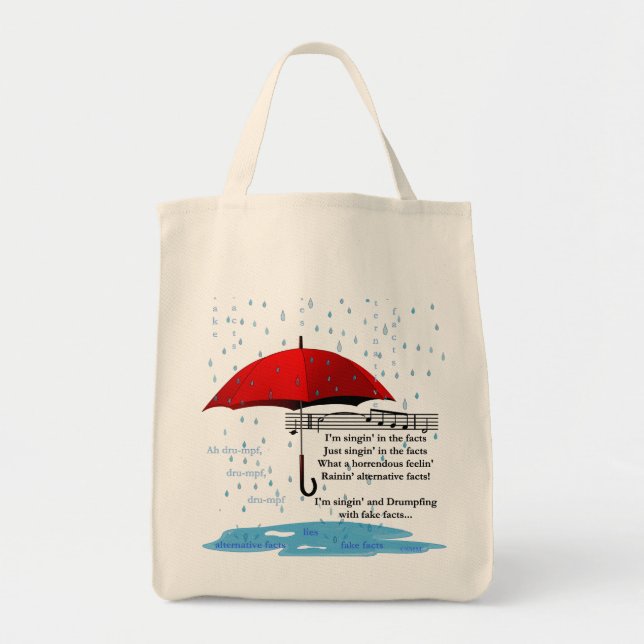 Raining & Sing Alternative Facts Grocery Tote Bag (Front)