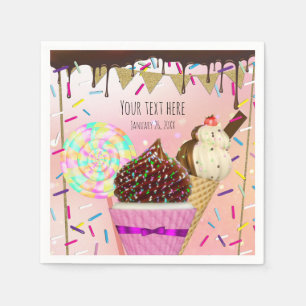 Raining Sprinkles Candy Land Sweets Party Napkin