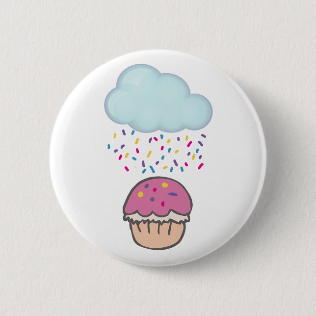 Raining Sprinkles on Cupcake 6 Cm Round Badge (Front)