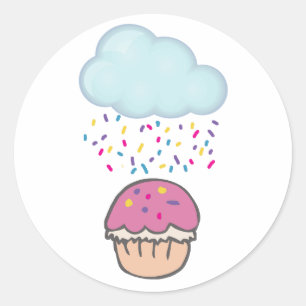 Raining Sprinkles on Cupcake Classic Round Sticker