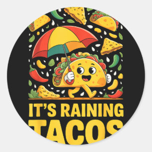 Raining tacos funny umbrella salsa nachos chip classic round sticker