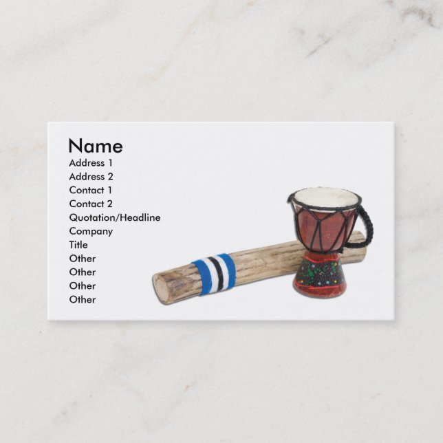 RainstickDrum, Name, Address 1, Address 2, Cont... Business Card (Front)