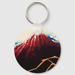 Rainstorm Beneath the Summit by Katsushika Hokusai Key Ring