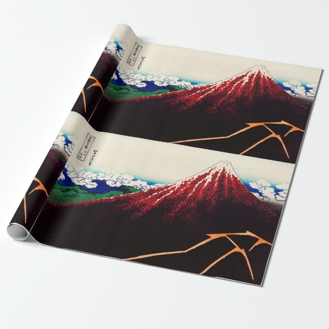 Rainstorm Beneath the Summit by Katsushika Hokusai Wrapping Paper (Unrolled)