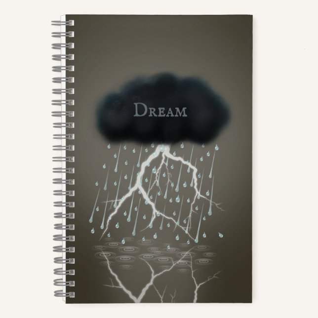 Rainstorm in Sepia Dreamscape Surreal Personalised Notebook (Front)