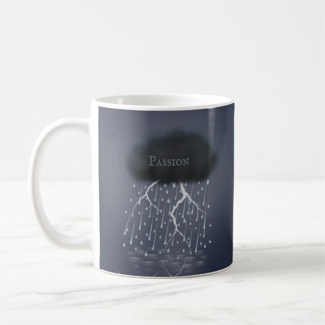 Rainstorm & Lightning Gothic Fantasy Custom Words Coffee Mug (Left)