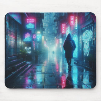 Rainy Alley of Holograms Mouse Mat