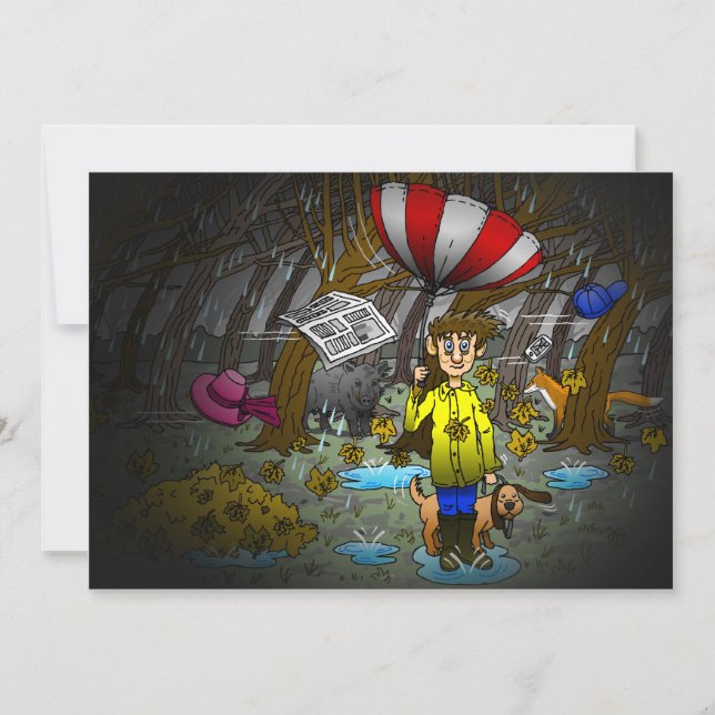 Rainy and windy day holiday card (Front)