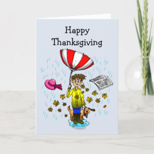 Rainy and Windy Day Thanksgiving Card