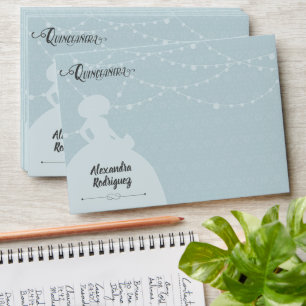 Rainy Blue & Steel Charro Silhouette Quinceanera Envelope