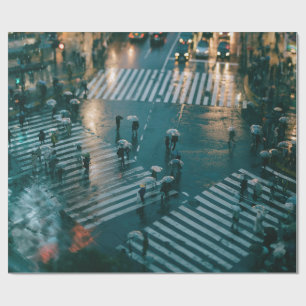 rainy city, cityscape, urban landscape, night phot wrapping paper