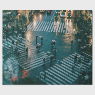 rainy city, cityscape, urban landscape, night phot wrapping paper