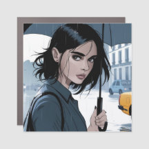 Rainy City Day Square Car Magnet