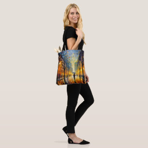 Rainy City Impressionism Tote Bag