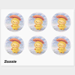 Rainy Day Alma Sticker Cute Chick in Raincoat