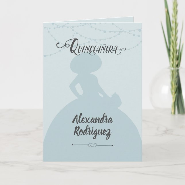 Rainy Day Blue Charro Silhouette Quinceanera Invitation (Front)