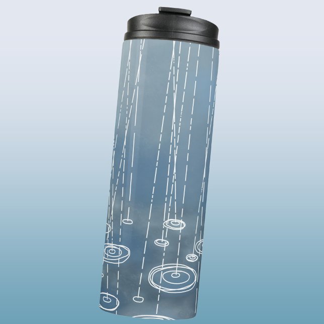 Rainy Day Blue Thermal Tumbler (Rainy weather water bottle for meteorologists everywhere)