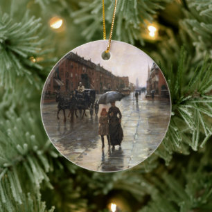 Rainy Day, Boston by Frederick Childe Hassam Ceramic Tree Decoration