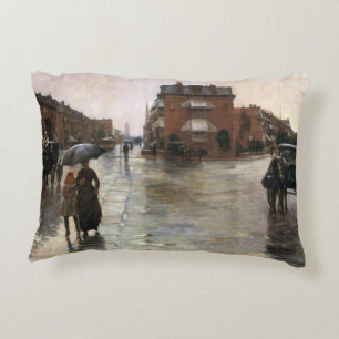 Rainy Day, Boston by Frederick Childe Hassam Decorative Cushion