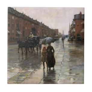 Rainy Day, Boston by Frederick Childe Hassam Tile