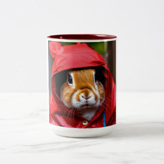 "Rainy Day Bunny Bliss Coffee Mug" Two-Tone Coffee Mug