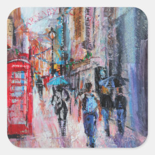 Rainy Day Carnaby Street Square Sticker