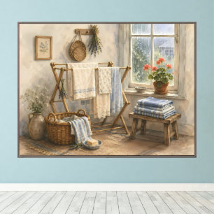 Rainy Day Cottage Laundry Room Canvas Print
