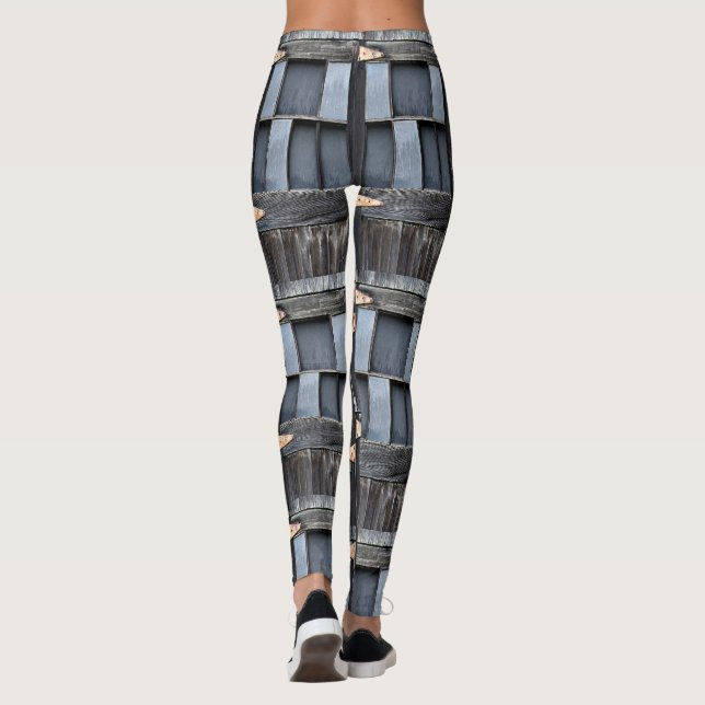 Rainy Day Country Blue Barn  Leggings (Back)