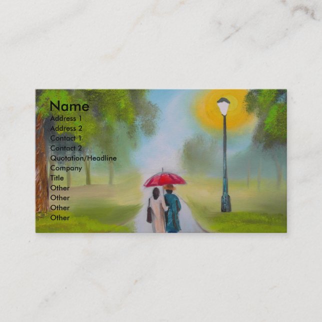 RAINY DAY COUPLE UMBRELLA PAINTING BUSINESS CARD (Front)