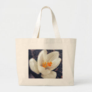 Rainy Day Crocus Flower Large Tote Bag