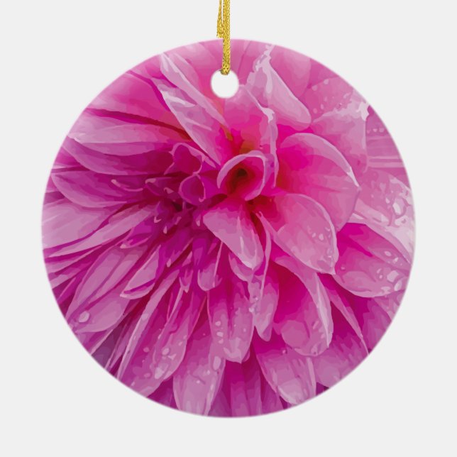Rainy Day Dahlia closeups Ceramic Tree Decoration (Back)