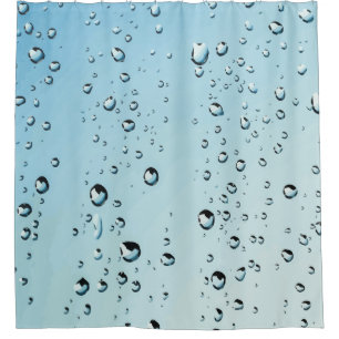Rainy Day Droplets of Water Grey Blue Raindrops Shower Curtain