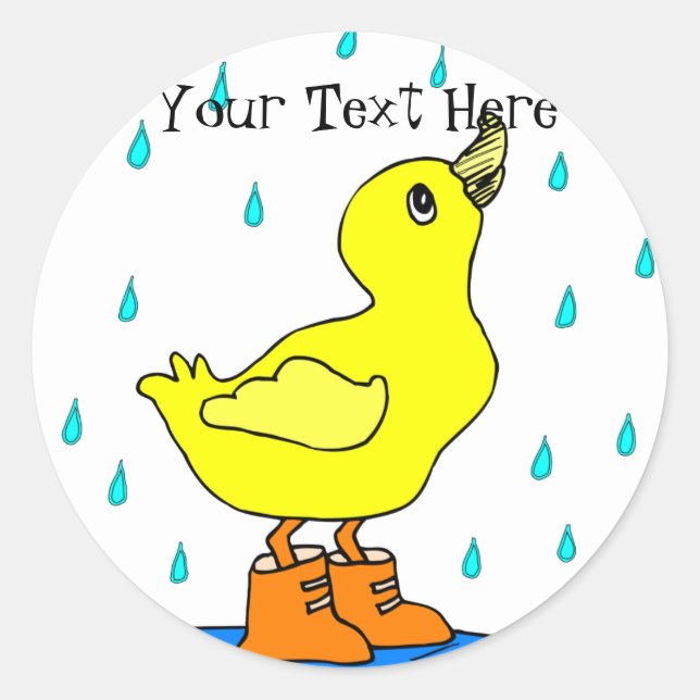 Rainy Day Duck in Orange Boots Stickers (Front)