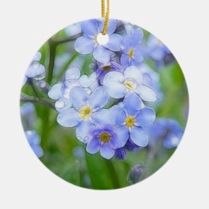 Rainy Day Forget Me Nots Ceramic Tree Decoration