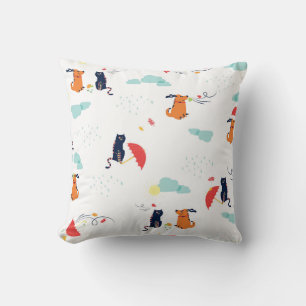 Rainy Day Friends: Cat Dog Vintage Cushion