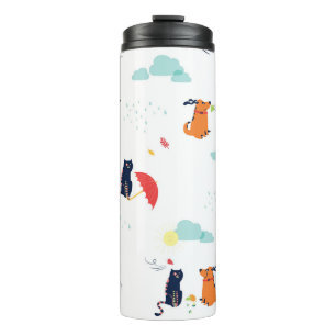 Rainy Day Friends: Cat Dog Vintage Thermal Tumbler