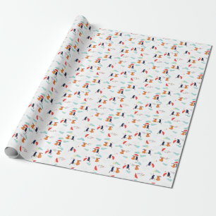 Rainy Day Friends: Cat Dog Vintage Wrapping Paper