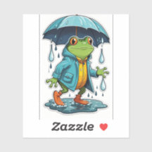 Rainy Day Frog in Cute Raincoat