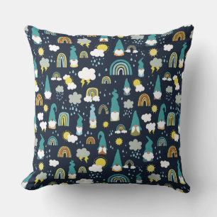 Rainy Day Gnomes Rainbow Kids Cushion