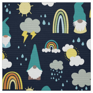 Rainy Day Gnomes Rainbow Kids Fabric