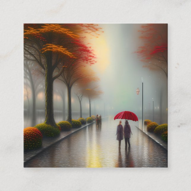 Rainy Day Graphic Square Business Card (Front)