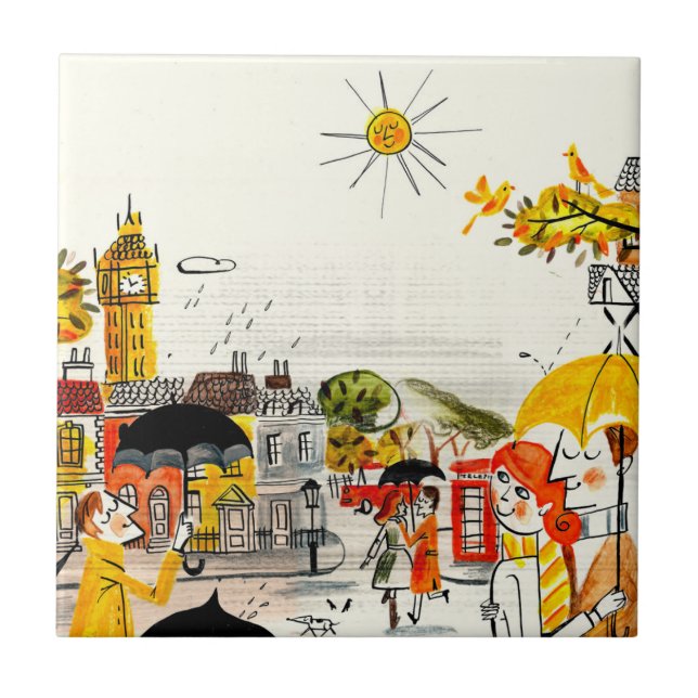 Rainy Day in London Tile (Front)