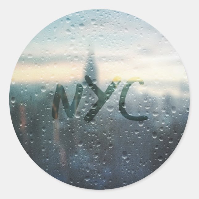 Rainy Day in NYC Shower Curtain Classic Round Sticker (Front)